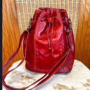 Bed Stu Distressed Leather Red Bucket Bag Never Used New no tags